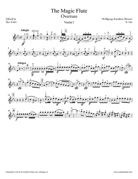 Mozart Overture From The Magic Flute Violin I Part By Ilya Kaler