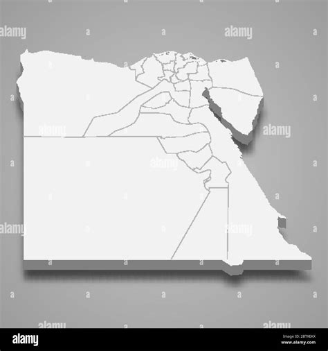 3d Karte Von Ägypten Mit Grenzen Von Regionen Stock Vektorgrafik Alamy