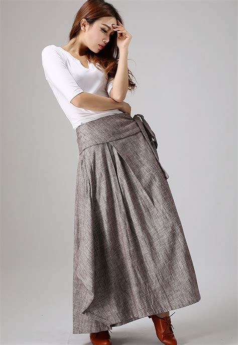 Long Wrap Skirt Boho Skirt Linen Skirt Maxi Skirt Womens
