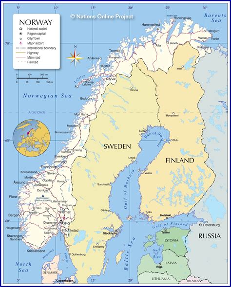 Scandinavia Map With Countries Cities And Roads Images