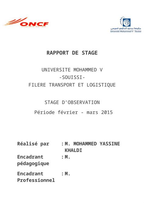 Docx Rapport De Stage Mohammed Yassine Oncf Dokumentips