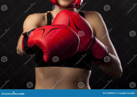 A Pair Of Red Boxing Gloves Punching Stock Image Image Of Clinch Fight 91489619