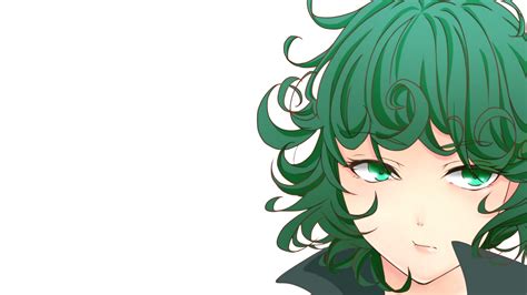 One Punch Man Tatsumaki Anime Girls Simple Background Green Hair Anime
