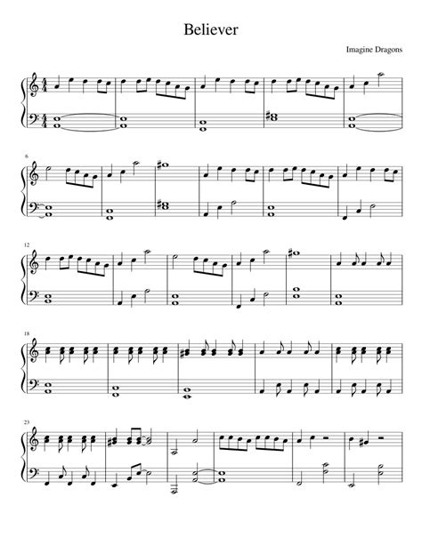 Premium subscription includes unlimited digital access across 100,000 scores and two pdf downloads each month. Believer - Imagine Dragons Sheet music for Piano | Download free in PDF or MIDI | Musescore.com