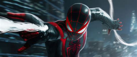 2560x1080 Miles Morales Spider Man Black Suit 2560x1080