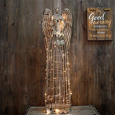 Yandk Decor Antiqued Metal Garden Angel Statues Indoor Outdoor