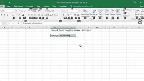 Shortcut Key To Merge Center In Excel Youtube