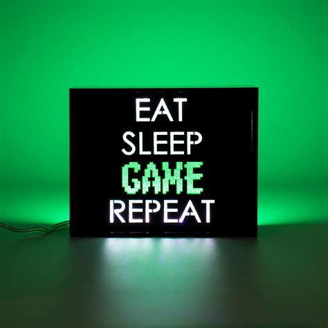 Eat sleep game repeat gaming wall art poster gamer canvas painting poster and prints for boys room decorative picture playroom. Eat Sleep Game Repeat LED Light Homeware | Zavvi