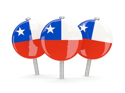 Three Round Pins Illustration Of Flag Of Chile
