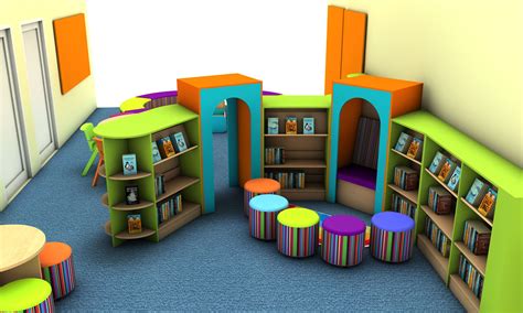 Bright And Colourful Primary School Library Design School Library