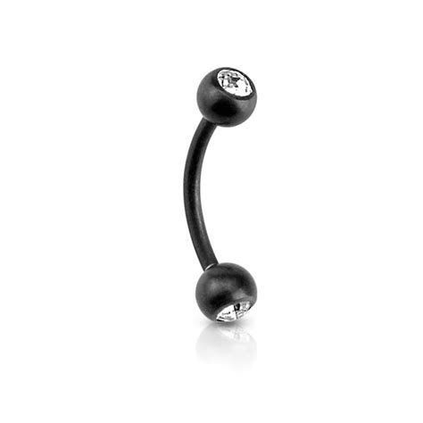 Fantastic Curved Barbell In Black Matte With Stones In Different Colors
