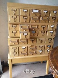 2 filing cabinets side pieces for each end can come off. Vintage 35 Drawer Blond Wood Index Library Card Catalog ...