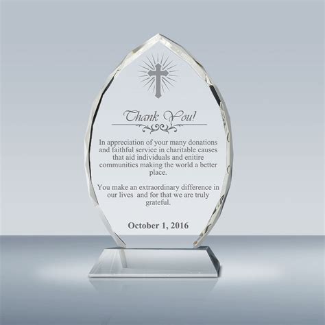 Community Service Award Crystal Oval Plaque 042 Goodcount 3d