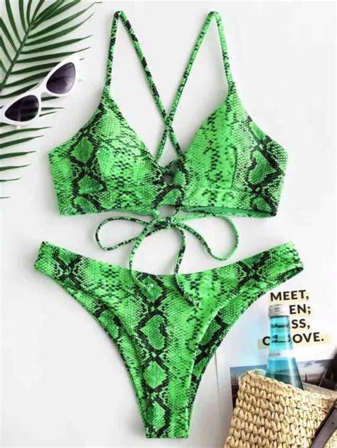 Snakeskin Green Bikini Summer Swimsuit Trends Ecemella