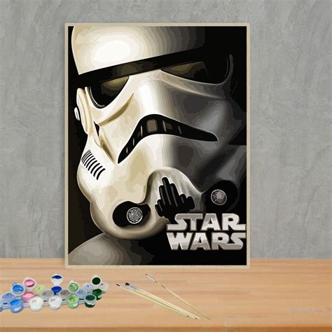 Star Wars Paint By Numbers Kit Stormtrooper Painting Canvas Etsy