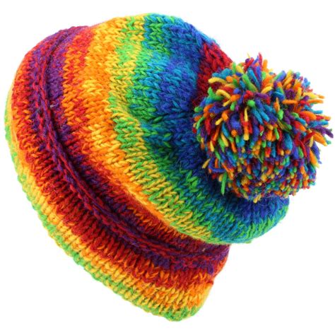 Chunky Wool Knit Beanie Bobble Hat Men Ladies Warm Winter Slouch Baggy