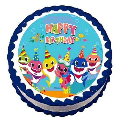 Baby Shark Happy Birthday Image Edible Cake Topper 8 Round Walmart