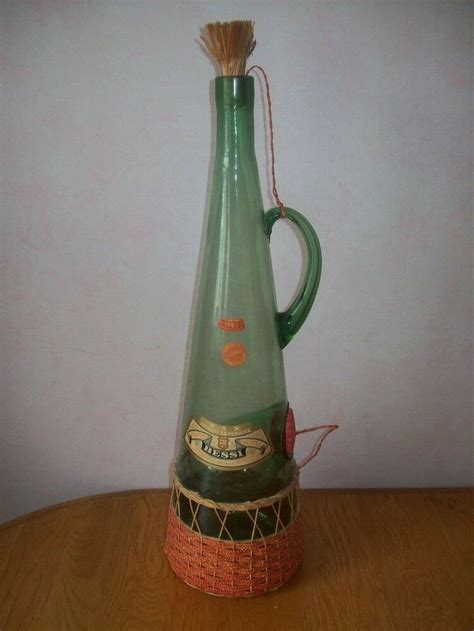 Vintage 1960 Bessi Chianti Wine Bottle Ice Chamber Wicker Tall 22