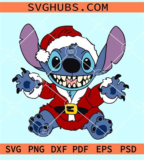 Stitch With Santa Hat Svg Stitch Svg Stitch Santa Svg Lilo And