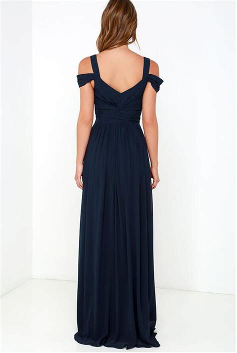 Ocean Of Elegance Navy Blue Maxi Dress Long Chiffon Special Prom Dress