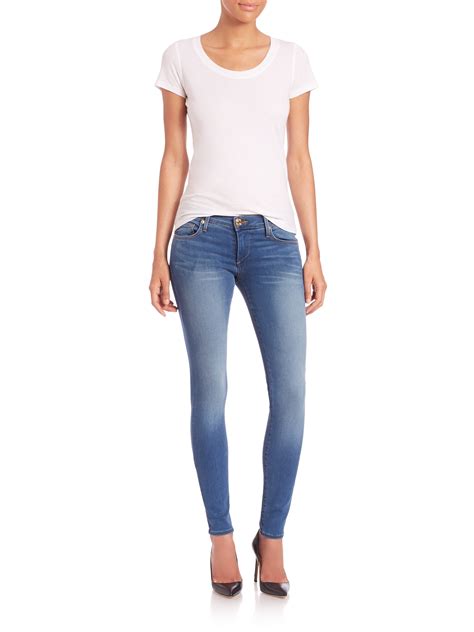 True Religion Casey Low Rise Super Skinny Jeans In Electric Night Blue