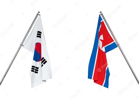 Premium Photo South Korea Flag And North Korea Flag