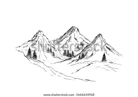 Mountains Pine Trees Black Landscape On Stock Illustration 1666634968