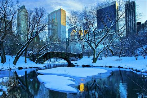 Snow Covered Bridge Central Park Nyc Digital Art By Claudia Uripos