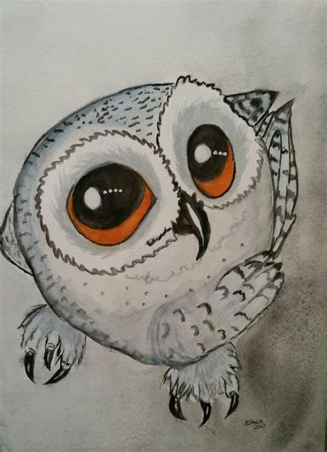 Snow Owlet In Watercolor Paint Brenda Sauve Bird Paintings Original
