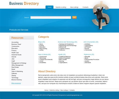 product and services directory website template design psd | Website template design, Website ...