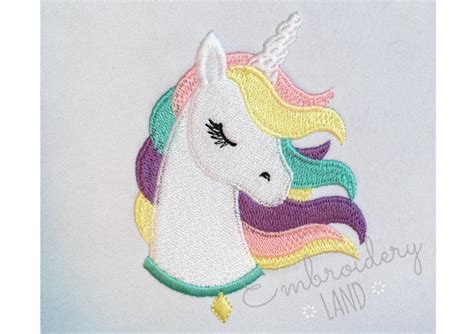 Unicorn Filled Machine Embroidery Design In 3 Sizes By Embroideryland