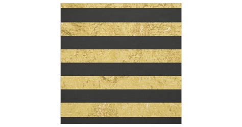 Elegant Gold Foil And Black Stripe Pattern Fabric Zazzle