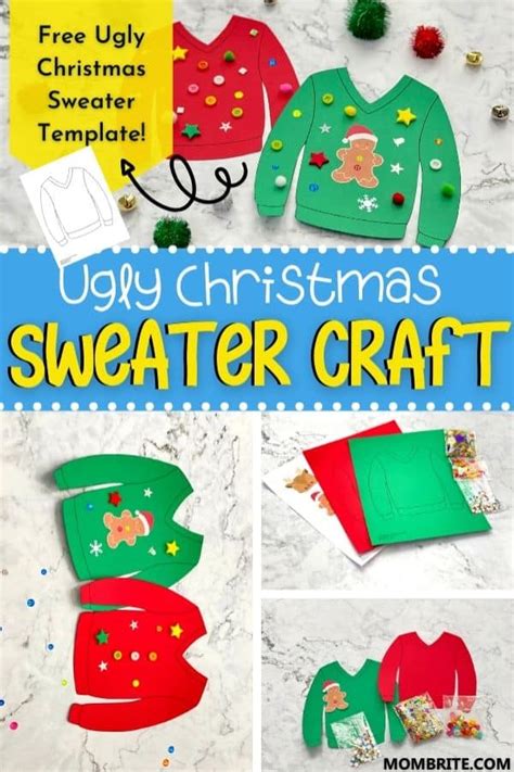Ugly Christmas Sweater Craft For Kids Free Sweater Printable Mombrite