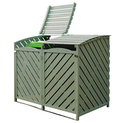 Buy Bergman Double Wheelie Bin Storage Green 150cm Dual Outdoor Bin