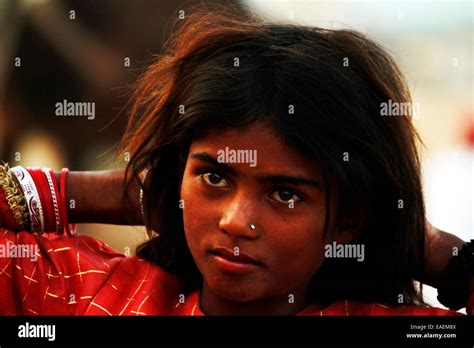 Child Girl Poor Villager Indian Pushkar Rajasthan India Stock
