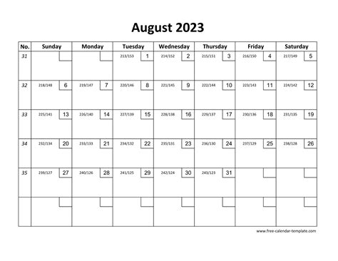 August 2023 Calendar Template Free Printable Calendar Com Vrogue