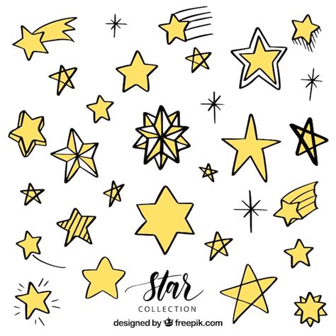 Free Vector Big Hand Drawn Star Collection