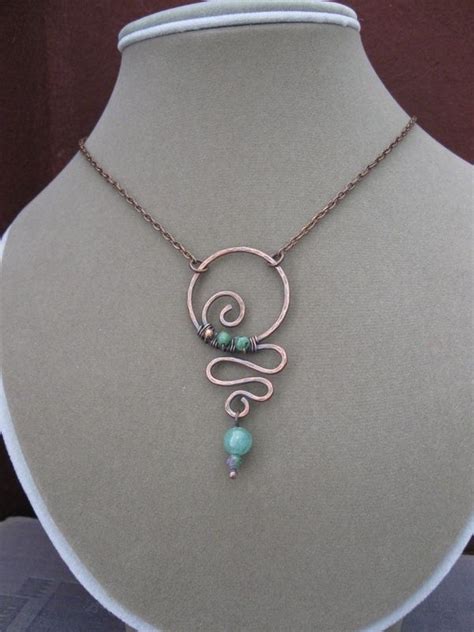 Copper Wire Jewelry Ideas Hammered Copper Wire Pendant