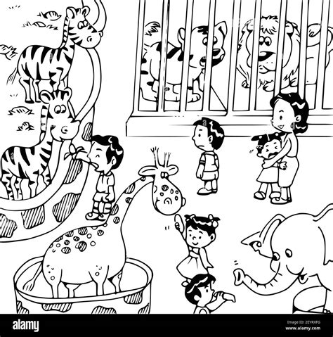Vector Cartoon Visit Zoo Animals Stock Vector Image And Art Alamy