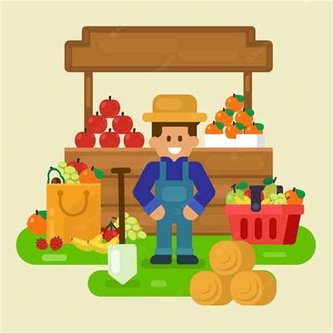 Merchant Selling Vegetables Cartoon Illustration Of Merchant Clip