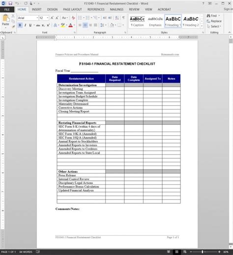 Browse Our Sample of Internal Financial Audit Checklist Template for