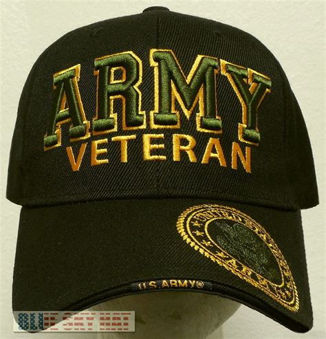 Official Licensed Military United States Army Veteran Vet Cap Hat Black