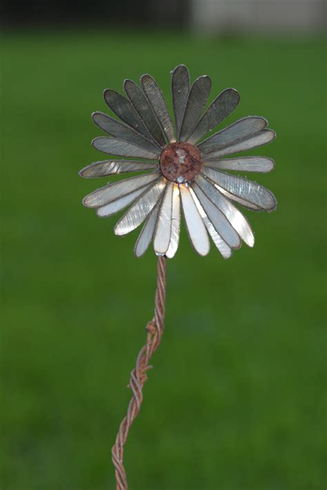 Single Metal Flower With Barbed Wire Stem