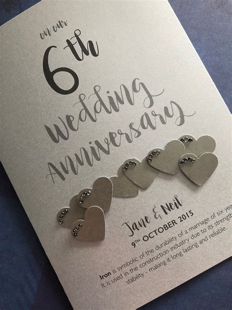 Iron 6th 6 Years Wedding Anniversary Card Personalised Etsy Australia