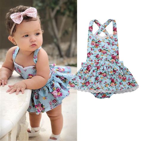 Citgeett Summer Baby Girl Floral Dress Newborn Backless Bodysuit