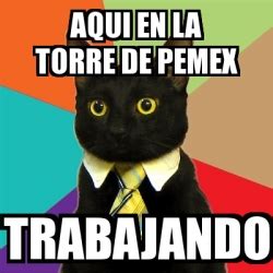 All the credit goes to them. Meme Business Cat - aqui en la torre de pemex trabajando ...