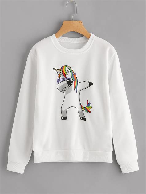 Unicorn Print Sweatshirt Sheinsheinside