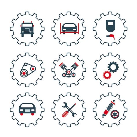 Premium Vector A Set Of Vector Icons Of Car Spare Parts