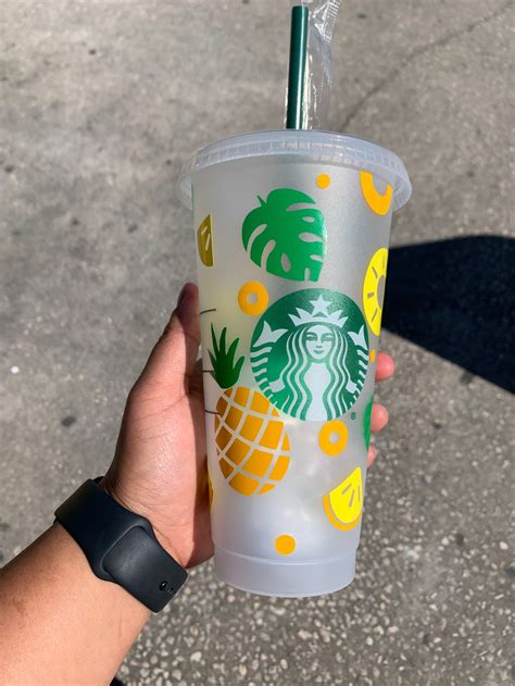 Pineapple Starbucks Cup Customized Summer Pineapple Reusable Etsy Uk
