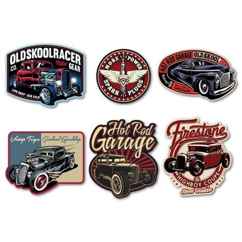 Hot Rod Vintage Custom Car Laminated Sticker Set Large Classic Etsy